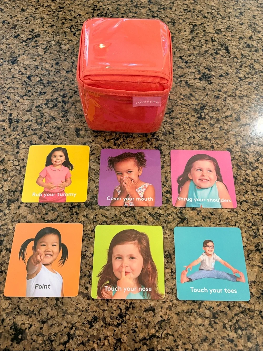 Retired Lovevery Soft Activity Cube with Cards “action dice”